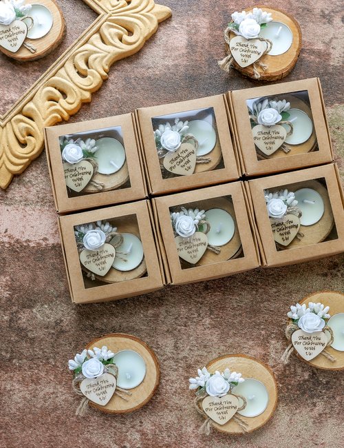 50 Piece Candle Gift Set, Wedding Favors for Guests, Bridal Shower, Baby Shower Party, Baptism, Thank You Gifts, Birthday Party Return Gifts, Unique Rustic Gifts. (Pack of 50)