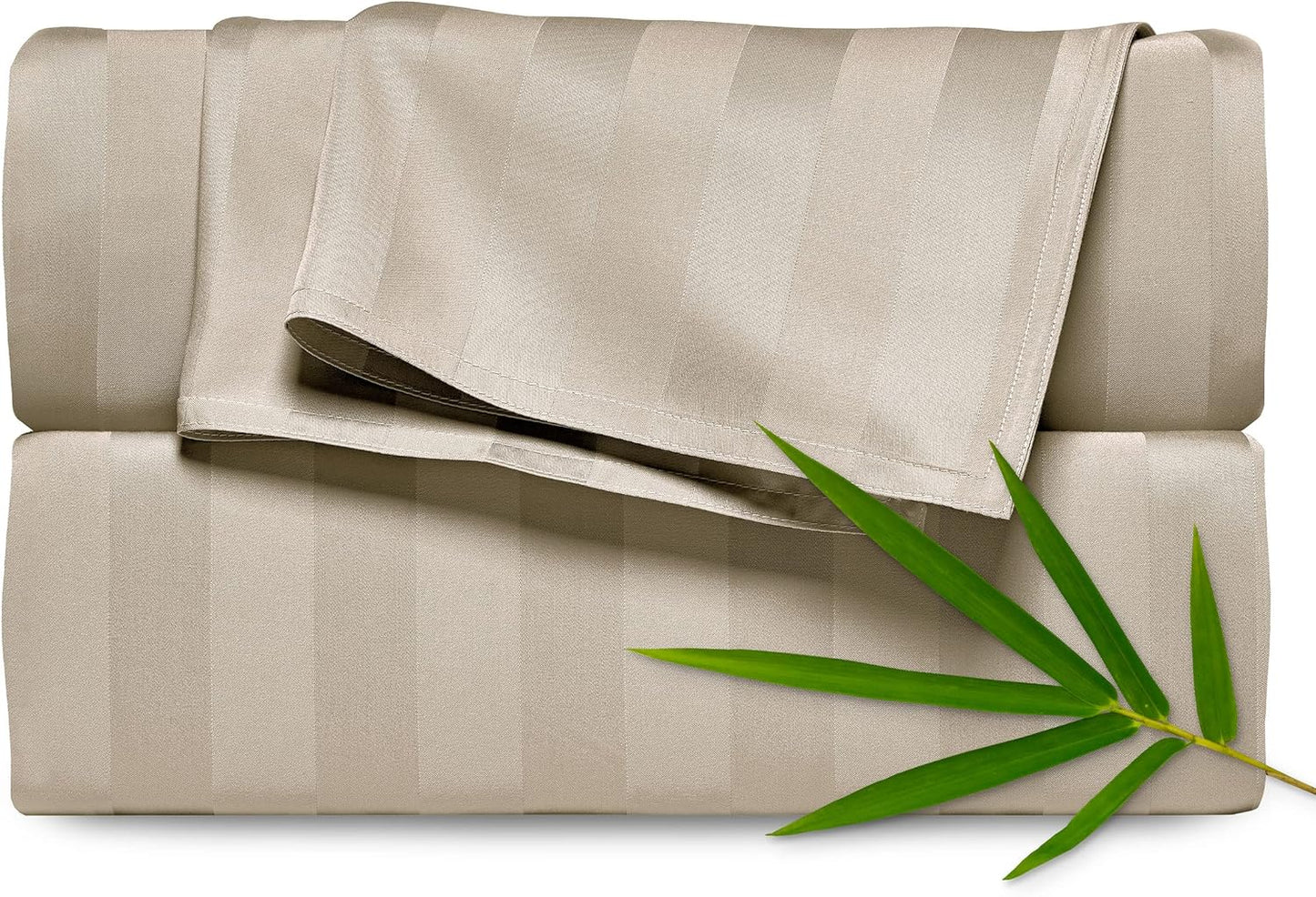 Pure Bamboo California King Sheets - 100% Organic Viscose Bed Sheet Set, Soft & Cooling, Jacquard Sand