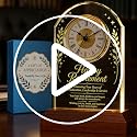 Retirement Gift Crystal Clock with Wooden LED Light Base - Engraved Keepsake Plaque for Boss, Teacher, Nurse, Doctor