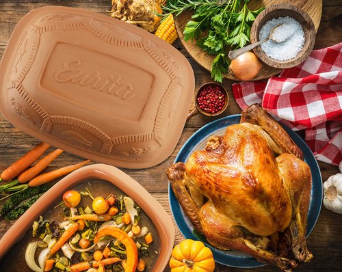 Eurita Clay Roaster, Non-Stick Dutch Oven, Healthy Clay Pot Cooking, Clay Baker,With Free Recipe Guide, 4 Quarts