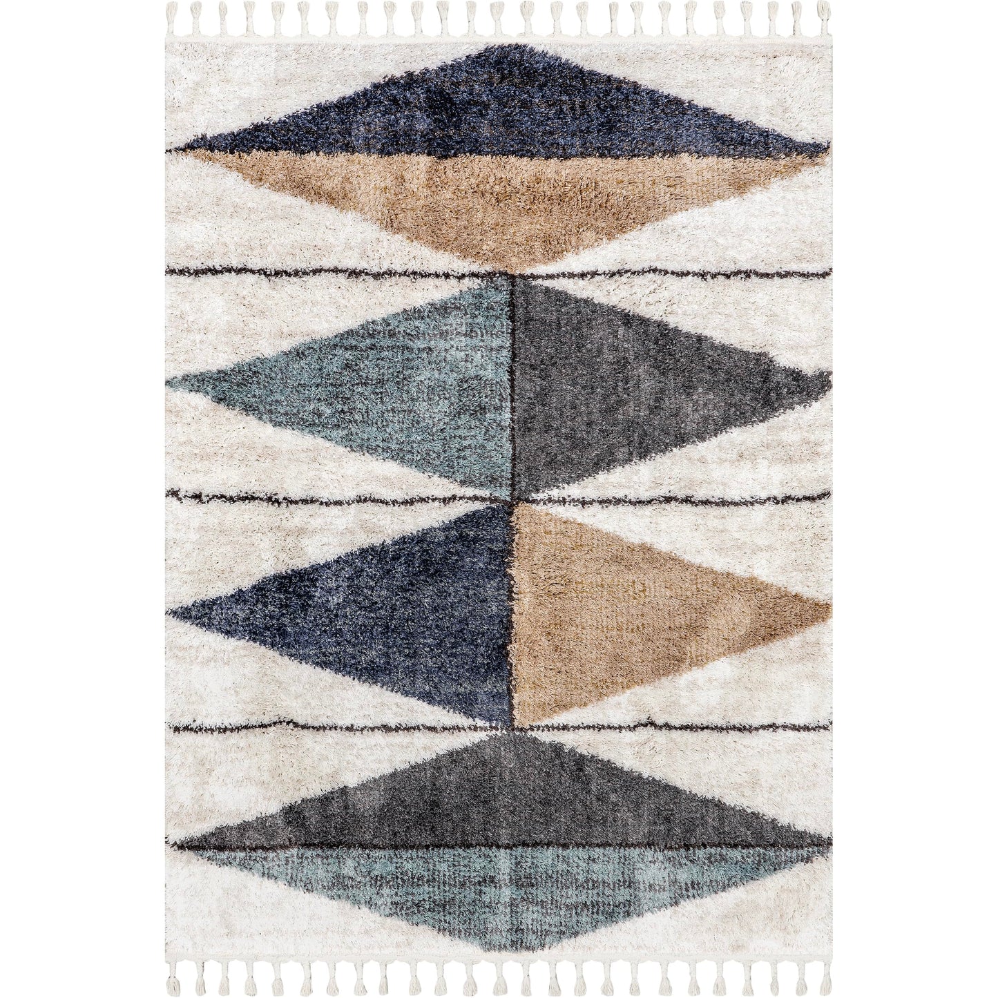 nuLOOM Kali Shaggy Diamond Tassel Clearance Area Rug, 4x6, Blue