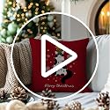 Frenchie Dog Christmas Throw Pillow Cover 18x18 - Red Xmas Snowflake Decor - Color 12