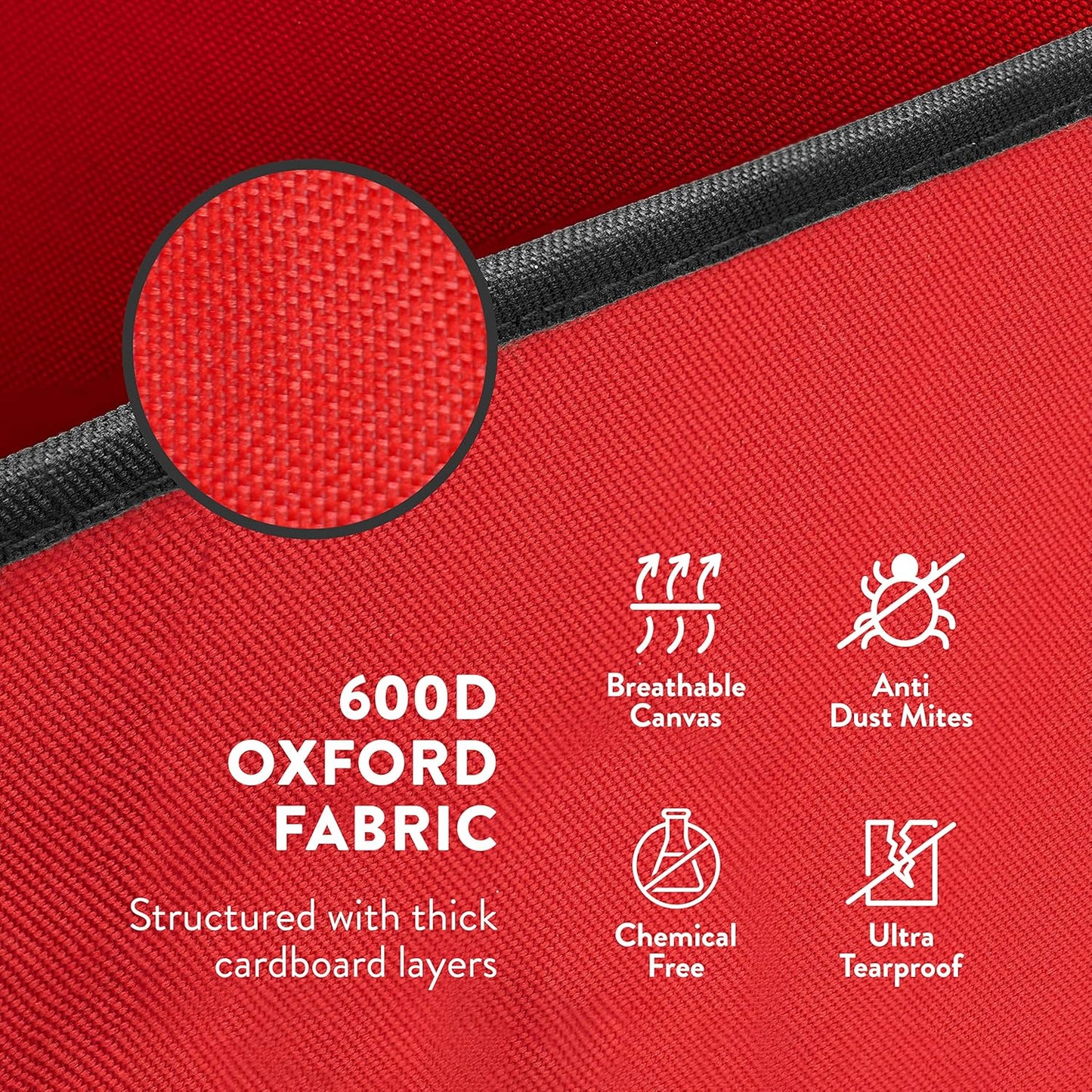 ZOBER Christmas Ornament Storage Box | Durable 600D Oxford Fabric - Holds 128 Ornaments in Drawer Trays - Red