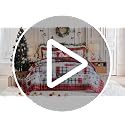 Christmas Gingham Bedding Set with Comforter Sheets Pillowcases Queen 7 Pieces - Red Gray Deer Snowflake