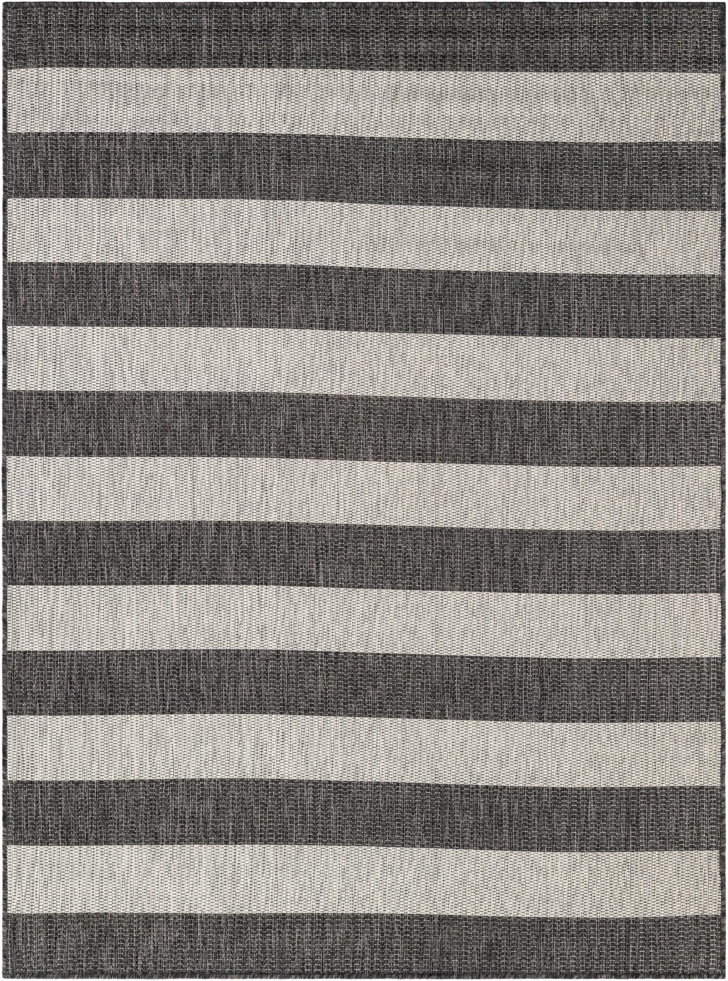 Unique Loom Outdoor Striped Collection Area Rug - Distressed Stripe (5' 1" x 7' 1" Rectangle Charcoal Gray/Ivory)