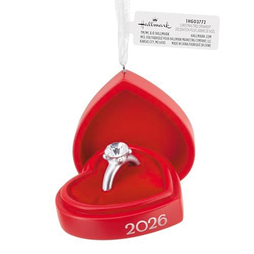 Engagement Ring Christmas Ornament 2026 - Red Box Holiday Decor