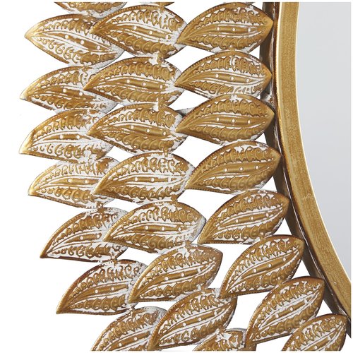 Deco 79 Metal Leaf Room Wall Mirror Radial Entryway Mirror, Wall Mounted Mirror 32" x 1" x 32", Gold