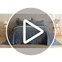Navy Blue Floral Oversized King Bedspread 128x120 - Cotton Quilt Set