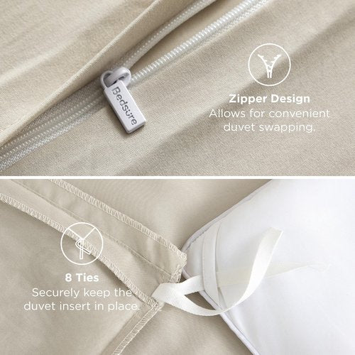 Bedsure Duvet Cover Queen Size - Only Includes 1 Duvet Cover (90"x90"), Hotel Luxury Soft Double Brushed All Season Bedding for Kids & Adults, Zipper Closure, Linen (No Comforter, No Pillow Shams)