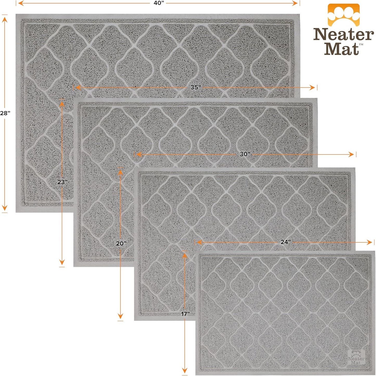 Neater Pets Cat Litter Mat - Thick & Durable Trapper Pad | Soft on Paws, Anti-Skid, Easy to Clean, Grey