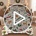Christmas Queen Comforter Set for Girls - Holiday Tree Bedding, White & Green, Queen Size