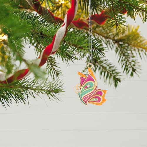Miniature Christmas Ornament 2024 Petite Paisley Butterfly Metal Gift for Her