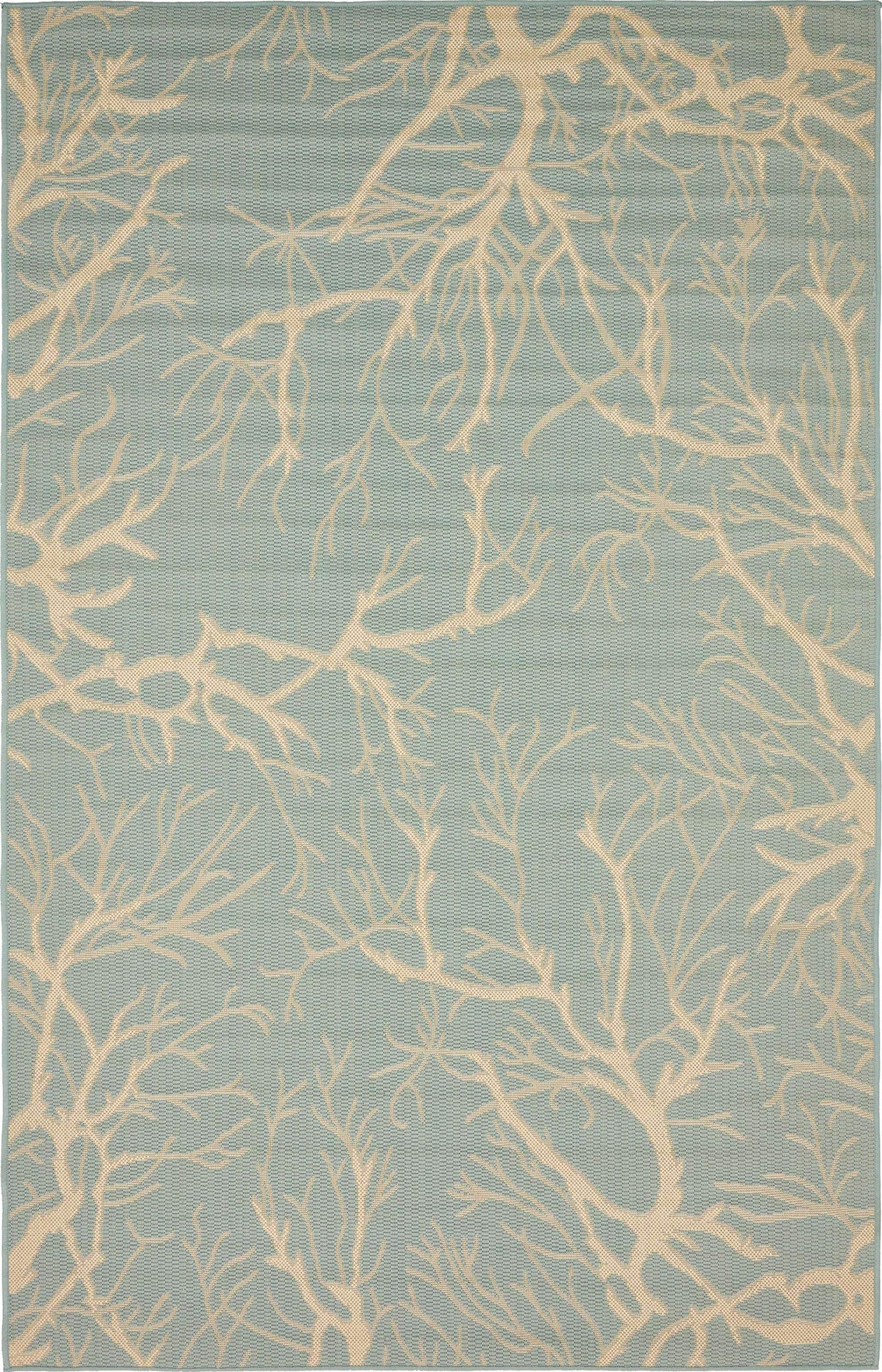 Unique Loom Outdoor Botanical Collection Area Rug - Branch (5' 1" x 8' Rectangle, Light Blue/ Beige)