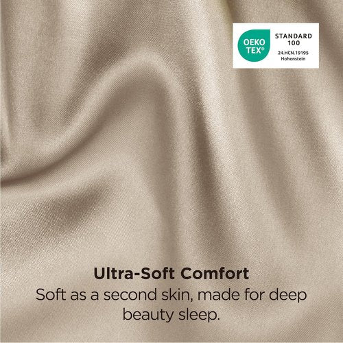 Bedsure Satin Pillowcases - Luxurious Silk-Like Queen Size Set of 2 | Khaki, 20x30 Inches, Envelope Closure