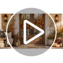 Fall Wreath for Front Door - 24 Inch Autumn Thanksgiving Halloween Decor - Orange, Red & Blue Variation