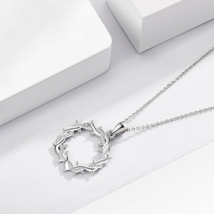 Diamond-Encrusted Thorn Ring Necklace
