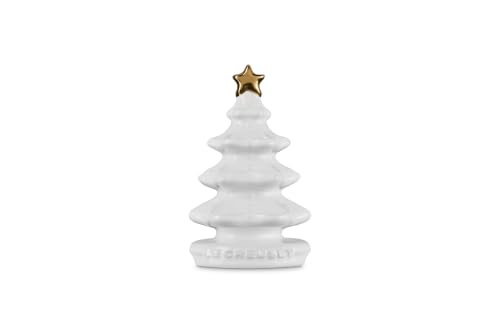 Le Creuset Stoneware Christmas Tree Pie Vent with Gold Star, 3 Inch, White