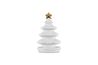 Le Creuset Stoneware Christmas Tree Pie Vent with Gold Star, 3 Inch, White