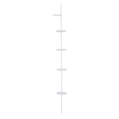 4-Tier Tension Pole Shower Caddy – Adjustable Bathroom Organizer, White