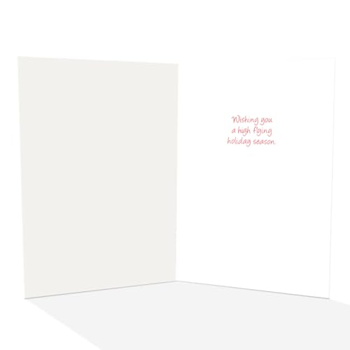 Holiday Biplane Christmas Card with Santa and Reindeer - 5x7 Greeting Card, Made in USA