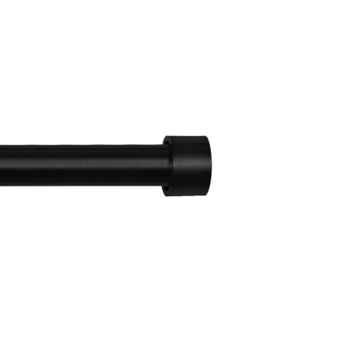 Heavy Duty Black Traverse Curtain Rod with End Cap Finial - Custom Length