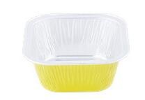 KEISEN Square 4" 8oz 230ml 100/PK Disposable Aluminum Foil Cups for Muffin Cupcake Baking Bake Utility Ramekin Cup (yellow)