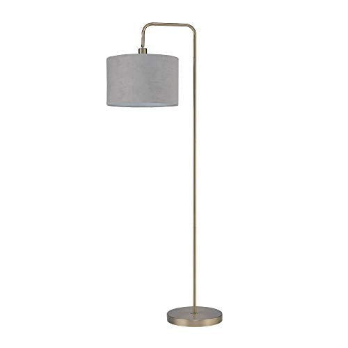 Globe Electric 67398 Barden 58" Floor Lamp, Brass, Light Gray Velvet Shade, On/Off Socket Rotary Switch