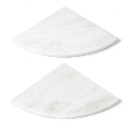 Marble Corner Shower Shelf - White 2-Layer Fantasy White Variation