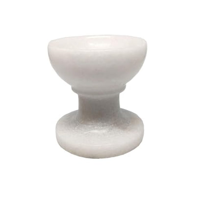 White Marble Diya Oil Lamp Set - Handcarved Indian Pooja Decor, Pack of 2