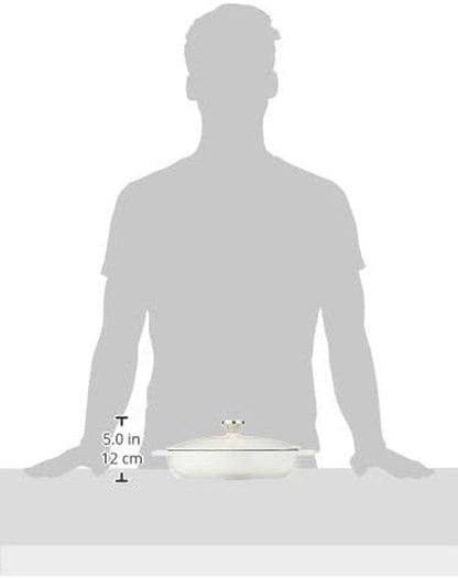 Lodge Enameled Cast Iron Casserole | 3.6 Quart Round with Lid & Dual Handles | Oven Safe to 500°F | Oyster White