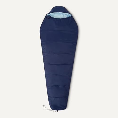 Adult Sleeping Bag 3-Season Warm & Cool Weather Camping Gear Navy Blue 1 Person - Amazon Basics