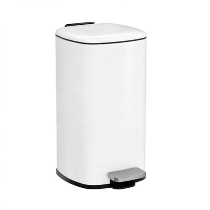 Garvee White Bathroom Trash Can with Lid 2.4 Gallon Slim Waste Bin