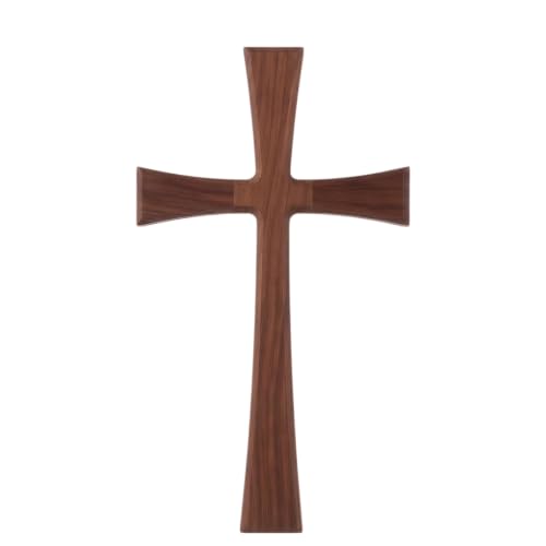11-Inch Walnut Wood Cross Wall Decor - Natural Wooden Faith Symbol