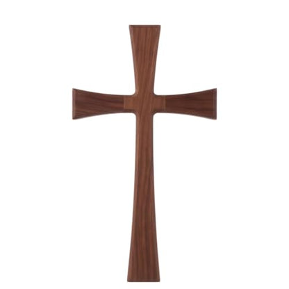11-Inch Walnut Wood Cross Wall Decor - Natural Wooden Faith Symbol