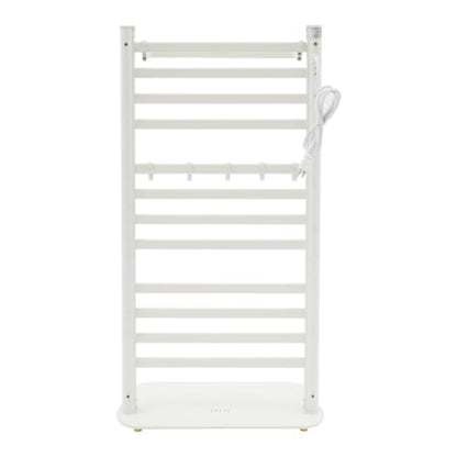 Heated Towel Rack with LED Display and Top Shelf - White