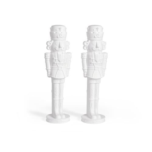 2 Pack DIY 4-Foot Nutcracker Prince Paintable Holiday Statue - White