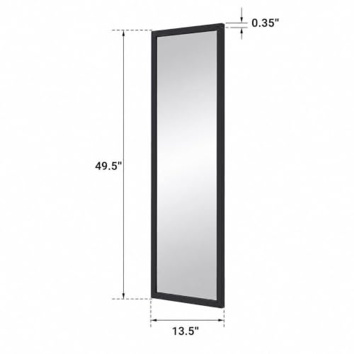 Black Full Length Door Mirror - 13.5 x 49.5 Inch Rectangular Hanging Mirror for Bedroom, Closet, Dorm, Entryway - Variation: Black