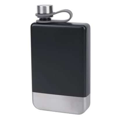 Black Stainless Steel Square Hip Flask 9oz with Leakproof Screw Cap