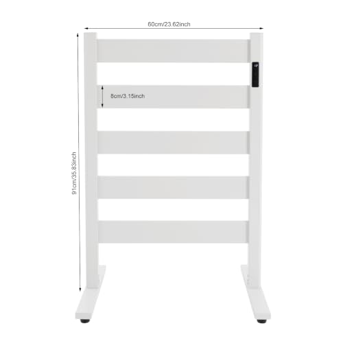 White 5-Bar Electric Heated Towel Rack with Adjustable Timer & Temperature