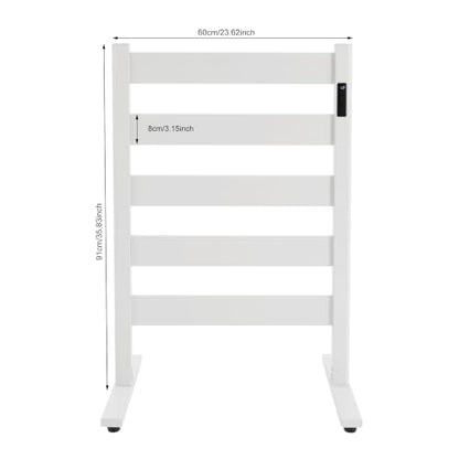 White 5-Bar Electric Heated Towel Rack with Adjustable Timer & Temperature
