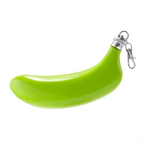 Stainless Steel Banana Shaped Hip Flask 5Oz - Green, Funny Fruit Wine Pot with Funnel for Camping & Hiking