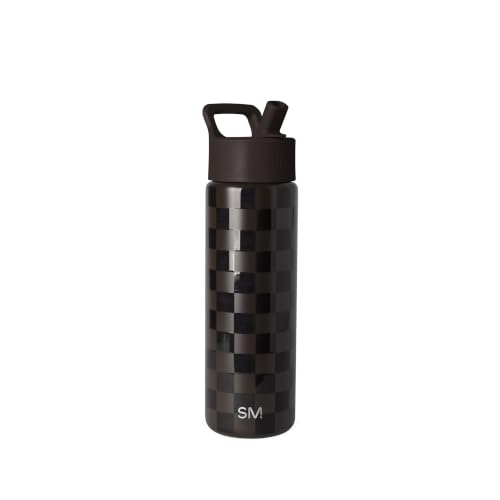 Simple Modern 22oz Checkered Insulated Water Bottle with Straw - Espresso Checkmate