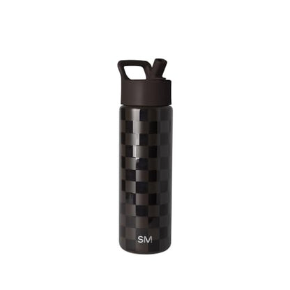Simple Modern 22oz Checkered Insulated Water Bottle with Straw - Espresso Checkmate