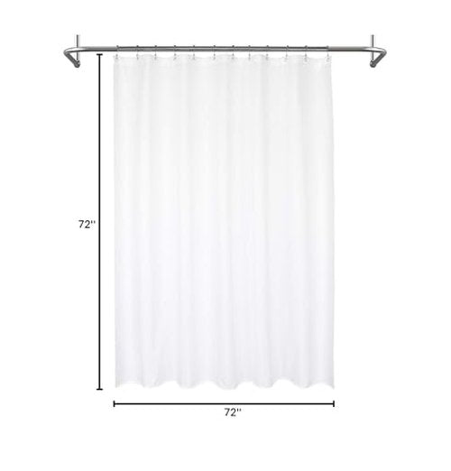 Mrs Awesome Waterproof Fabric Shower Curtain Liner, Suction Cups Included, Machine Washable Cloth Shower Curtain for Bathroom, 72 x 72 inch, White