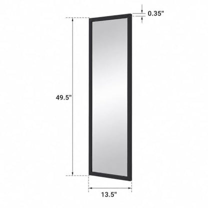 Over The Door Full Length Mirror - Black, Slim Rectangular Wall Mirror for Bedroom & Dorm
