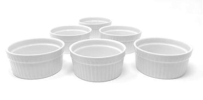 Furmaware Set of 6 Ceramic Ramekins - Non-Toxic Classic White Porcelain Custard Cups - Oven Safe Ramekins, for Baking and Serving Single Servings of Desserts, Dips, and Snacks - (4 oz)