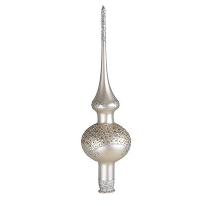 Silver Glass Christmas Tree Topper Hand Blown Finial Holiday Decor
