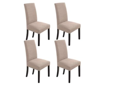 Dining Chair Slipcovers Set of 4 - Khaki, Stretchable & Protective