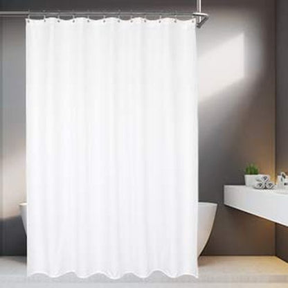 Mrs Awesome Waterproof Fabric Shower Curtain Liner, Suction Cups Included, Machine Washable Cloth Shower Curtain for Bathroom, 72 x 72 inch, White