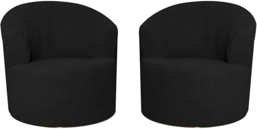 Jacquard Stretch Slipcovers for Barrel & Swivel Chairs Set of 2 - Dark Orange & Black